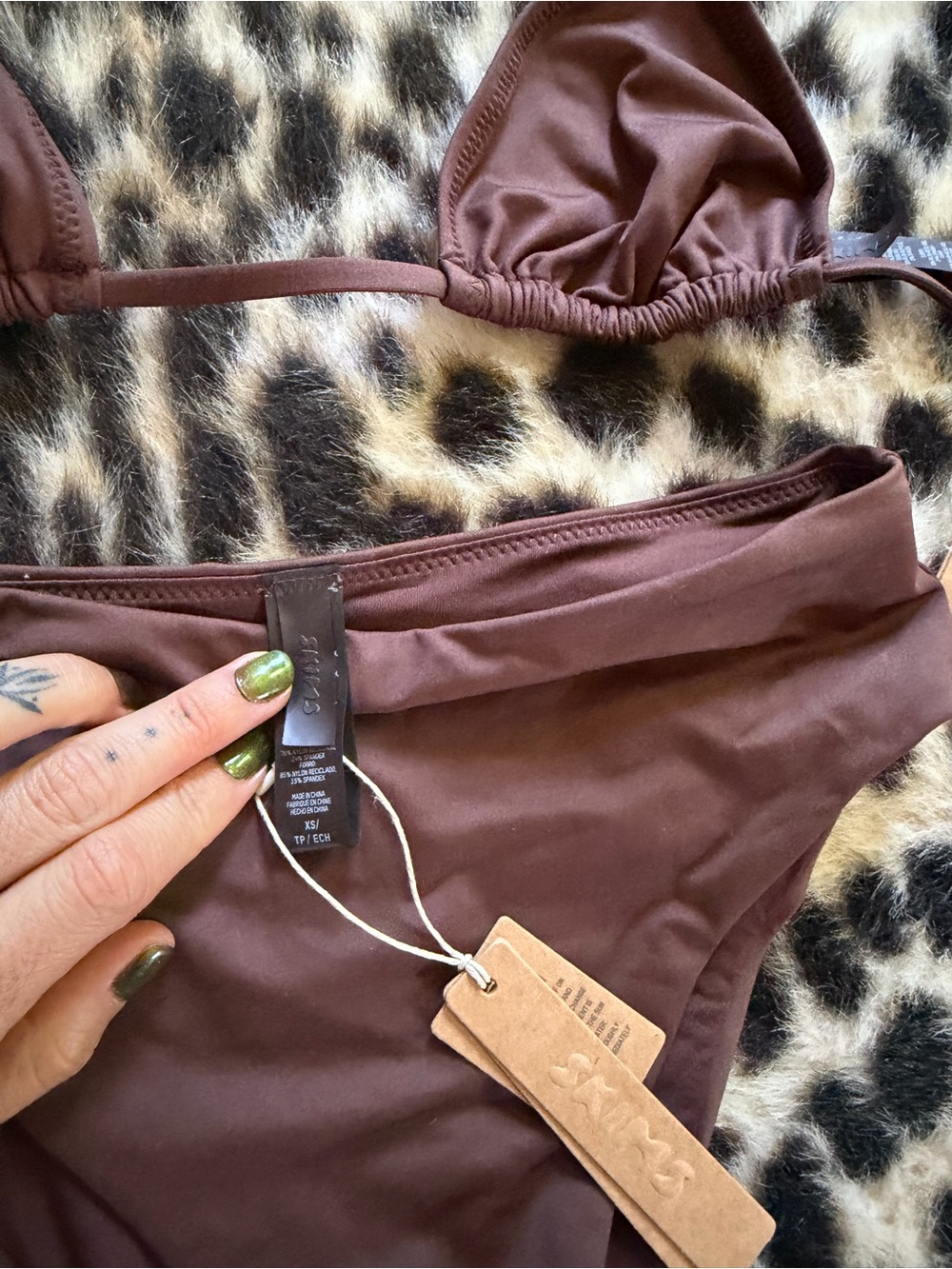 SKIMS Signature recycled cocoa Brown Two-Piece Bikini Set NWT - Picture 6 of 7